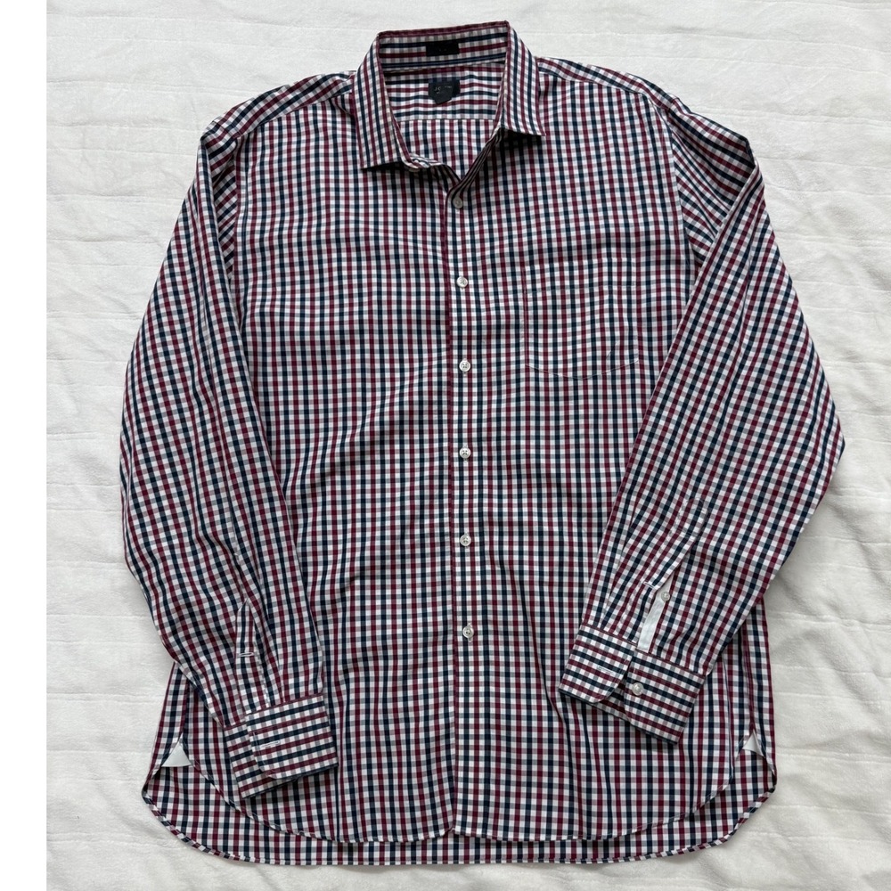 J. Crew Gingham Check Long Sleeve Button Down Shirt Mens‎ XL Red Blue White
